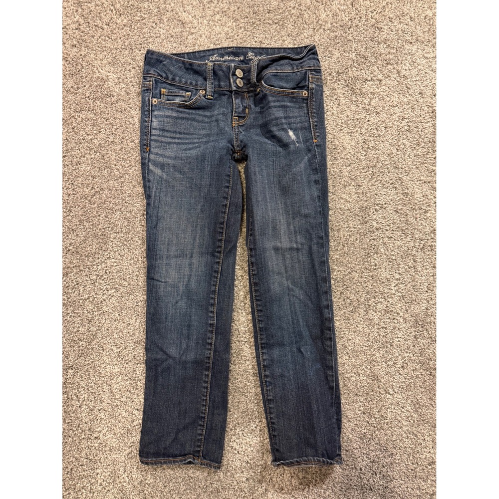 American Eagle Outfitters Artist Stretch Jeans Womens 00 Dark Wash Distressed